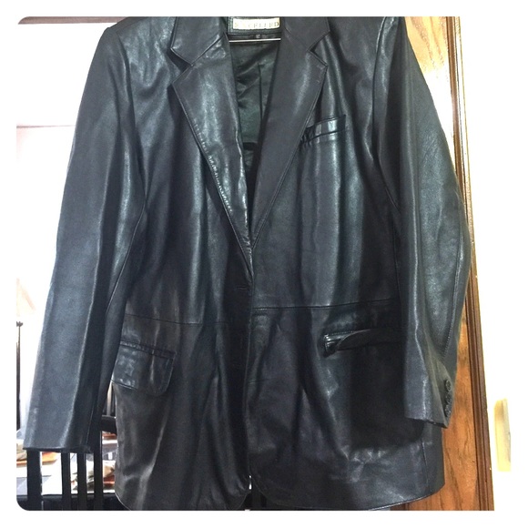 20w lined REAL black leather blazer