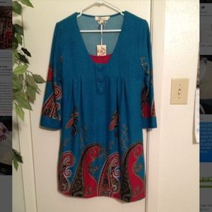 Cute boho teal dress