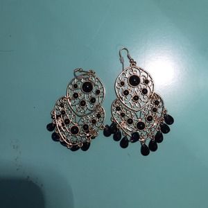 Black and Gold Dangle Earrings