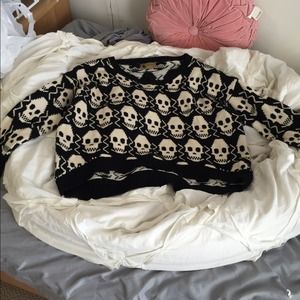 LF stores hi-lo skull sweater