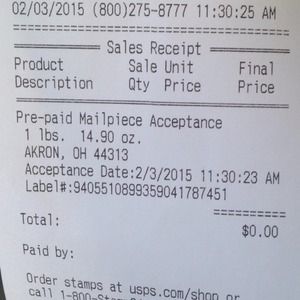 Receipt for shipping!!
