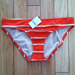J. Crew Coral Stripe Bikini Bottom