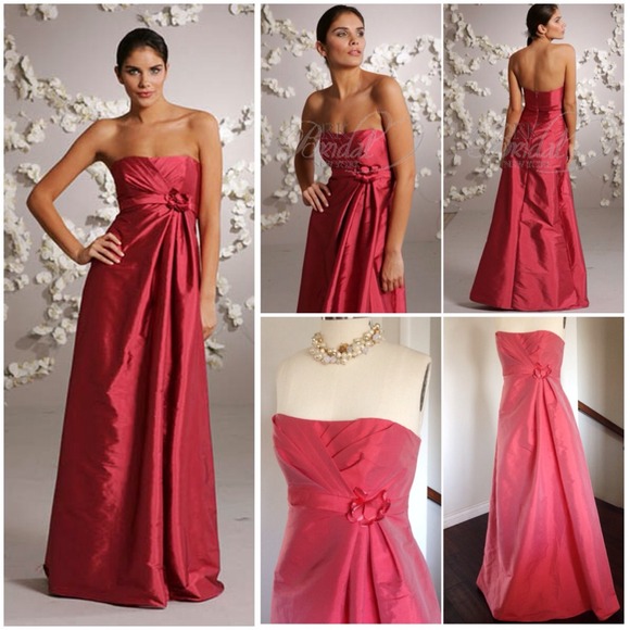 ❌SOLD❌ CHERRY TAFFETA STRAPLESS EMPIRE WAIST DRESS