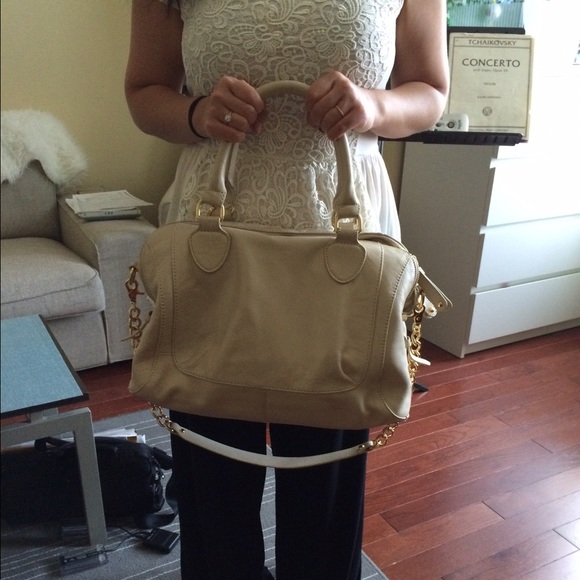 Audrey Brooke Cream Satchel Genuine Leather - Picture 1 of 4