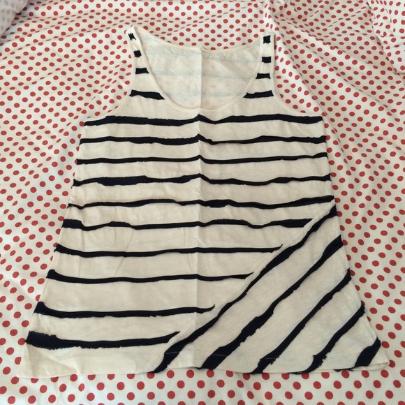 J.Crew blue and white asymmetrical stripe tank