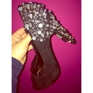 Studded rhinestone heels