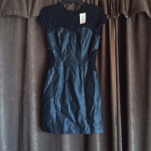 Guess black faux leather dress