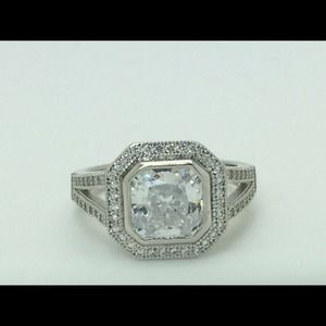 CZ Engagement ring made in sterling silver
