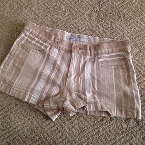 Beige and white striped shorts