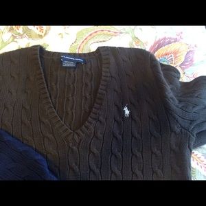 Brown Ralph Lauren Cable Knit Sweater