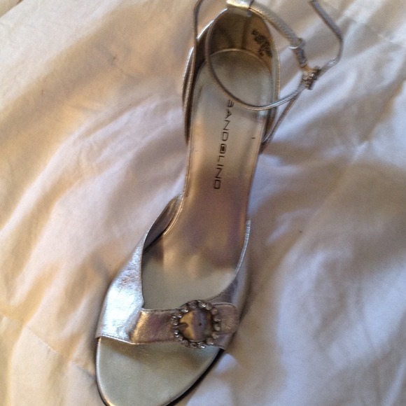 Silver ankle wrap 3 inch sandal pumps - Picture 1 of 3
