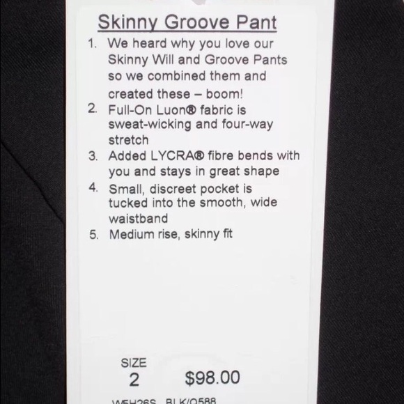 Lululemon skinny groove pants! Size 2 - Picture 3 of 4
