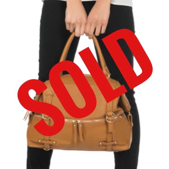 JustFab Tan cognac faux leather handbag backpack - Picture 1 of 4