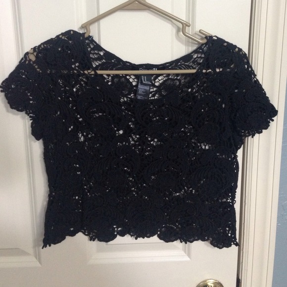Forever 21 Black Crochet Crop Top
