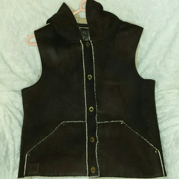 Lauren suede and fleece vest.