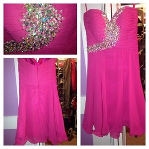 Pink Jeweled Homecoming Dress