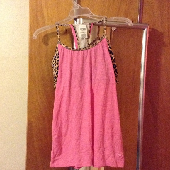 VS PINK Racer back tank with built in sports bra😍