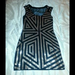 Express Sequin Black & Gold Dress Party/Cocktail