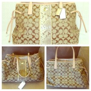 Coach python stripe large carry all tote