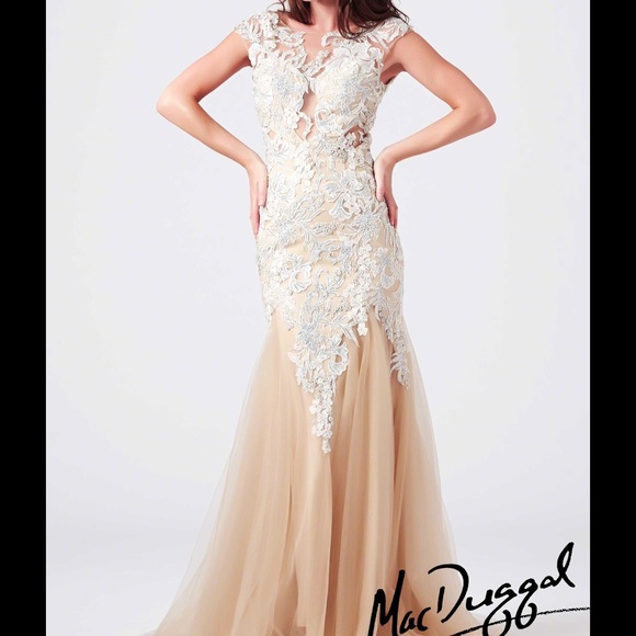 Mac Duggal Nude Sequin Prom Dress - Picture 3 of 4