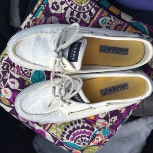 White sequin Sperry's