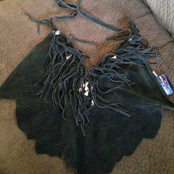 Native American pure leather halter top - Picture 4 of 4