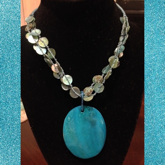 Blue Shell Statement Necklace