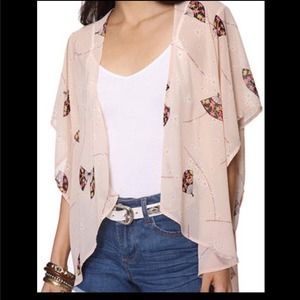 Chiffon Kimono with floral and fan print design