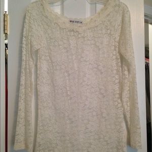 Cream lace long sleeve top