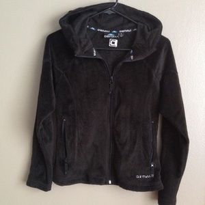 Black Denali Fleece-like Zip-Up Jacket with Hood