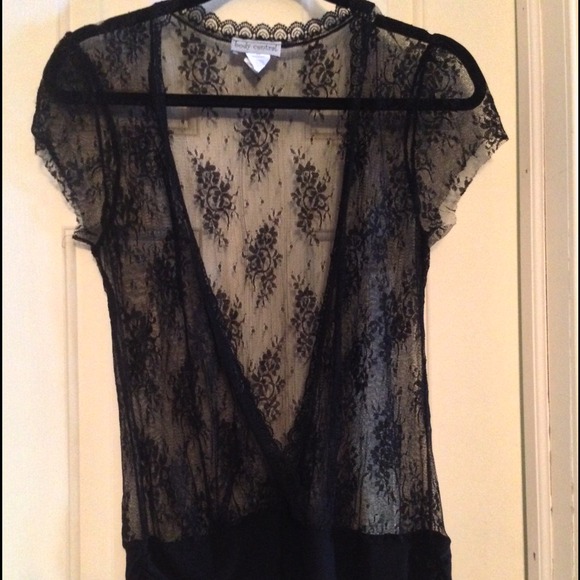 Body Central Tops - Black Lace Short Sleeve Shirt Body Central Tops - Black Lace Short Sleeve Shirt