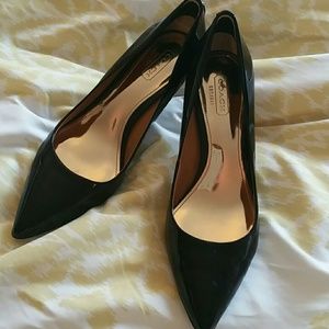 Coach black patent heels