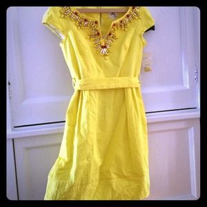Sold!!!Lemon yellow Milly beaded cotton dress NWT