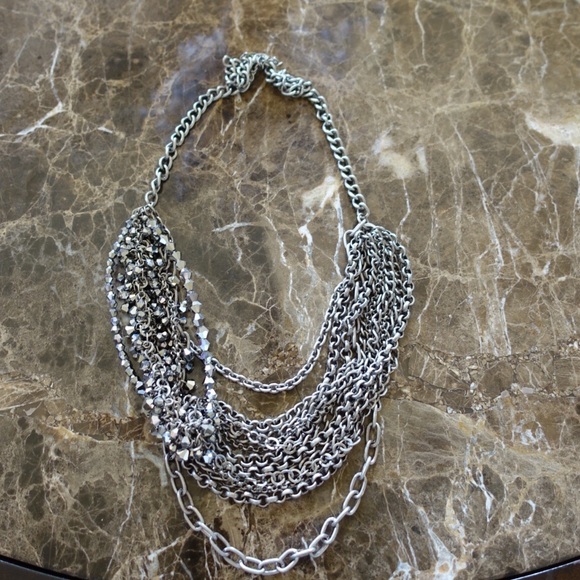 Silver layered chain necklace
