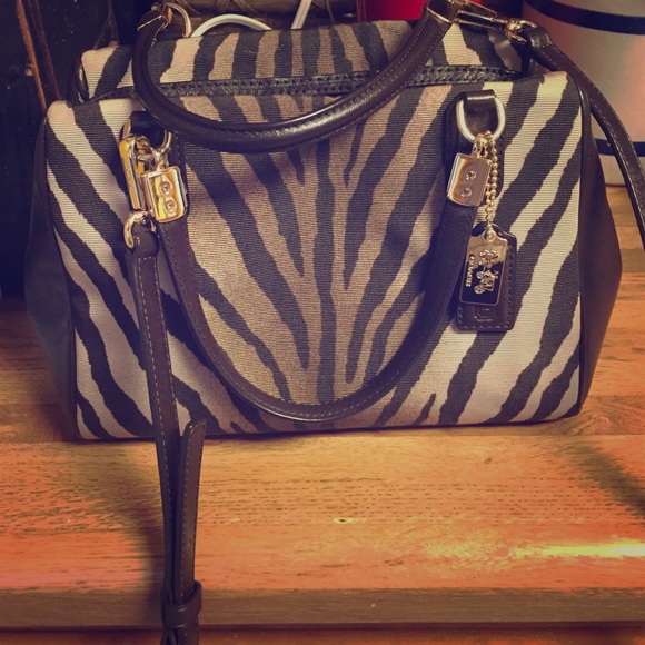 Coach zebra mini satchel/purse/handbag!