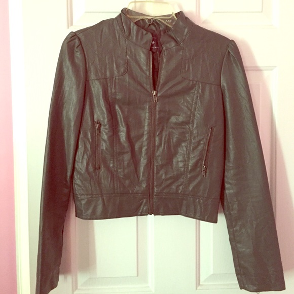 grey leather jacket