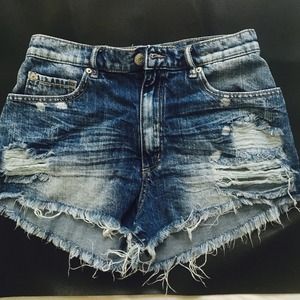 High waisted denim shorts