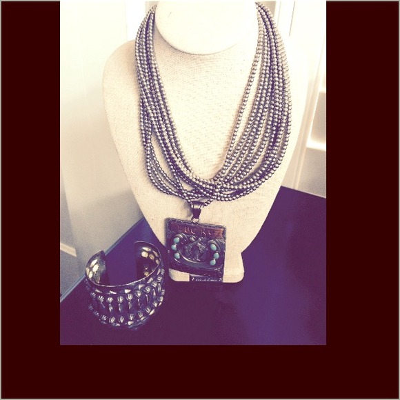 Stainless Brushed Steel Necklace and Bracelet..