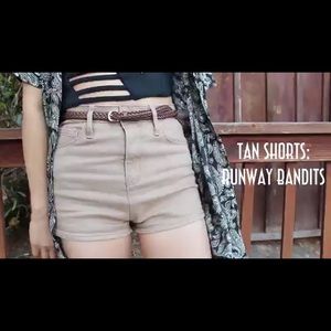 Runway Bandits Tan High Waisted Shorts