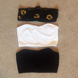 Bandeaus- black, white & sunflower floral