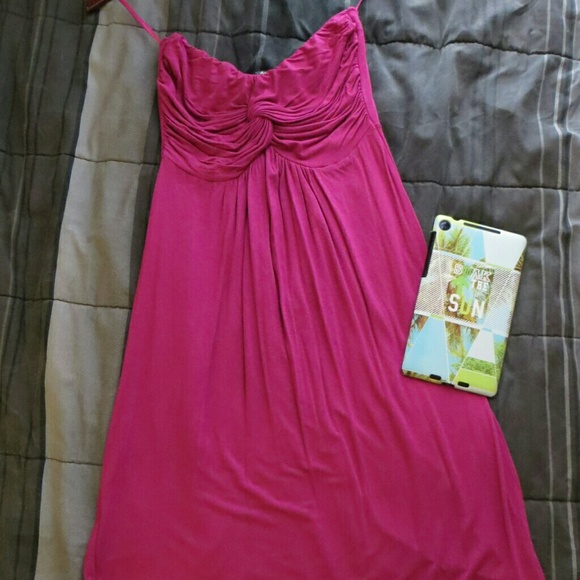 Strapless twisted top violet dress