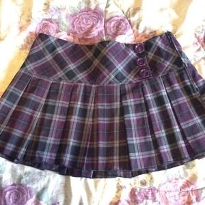 Purple plaid mini skirt