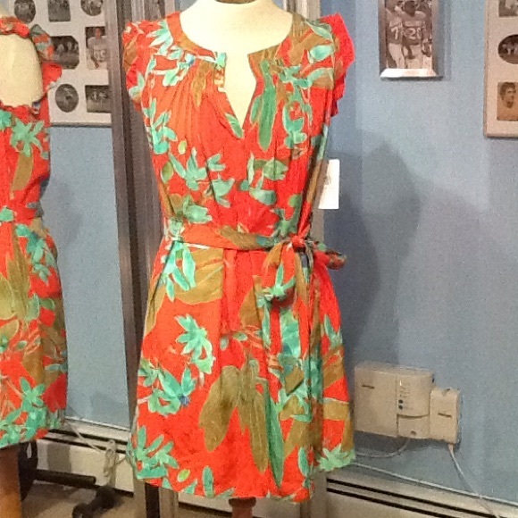 Jessica Simpson Orange and Green floral Dress