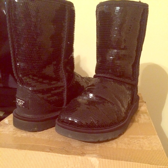 Black Sequin UGGs. Size 7