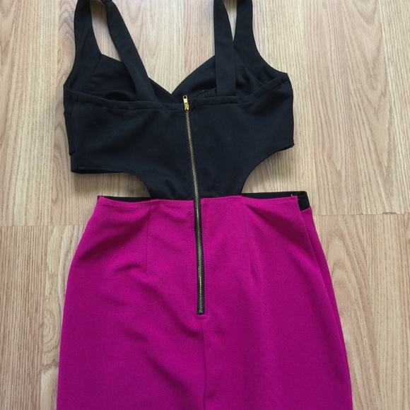 Black/Pink One Piece Bandage Cropped Dress - Picture 3 of 4