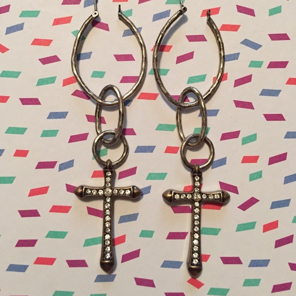 Cross Jesus dark brass and silver