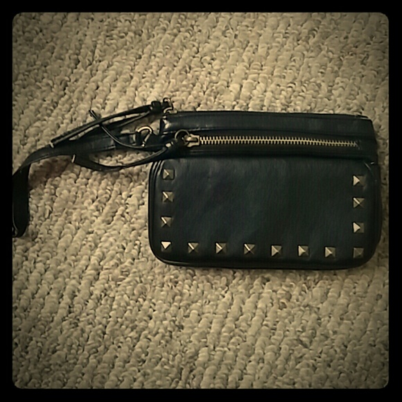 Black studded clutch