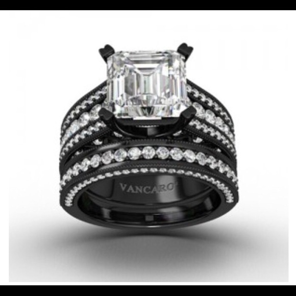 925 Black Silver wedding. Set