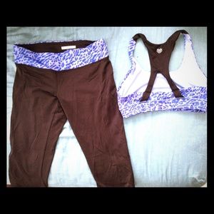 Forever 21 leopard crop pant and sports bra