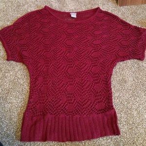 Maroon see through knit top